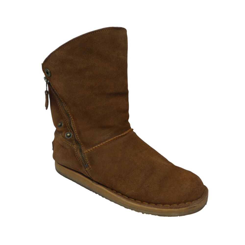 RJs Fuzzies Trixie Brown Sheepskin Suede Fleece Lined Winter Boots‎